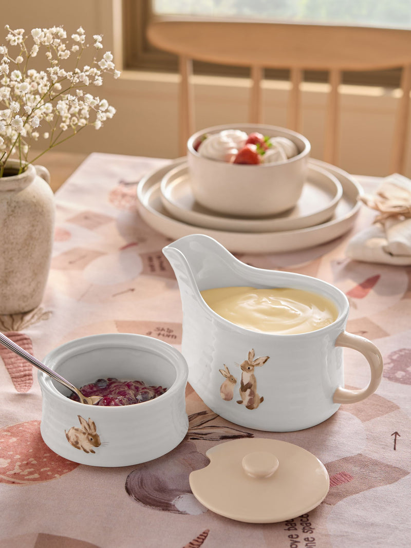 Easter bunny stoneware stacking gravy boat set 21cm, imported from the UK