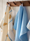 Claude Croissant Club white blue tea towel set, UK version