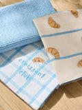 Claude Croissant Club white blue tea towel set, UK version