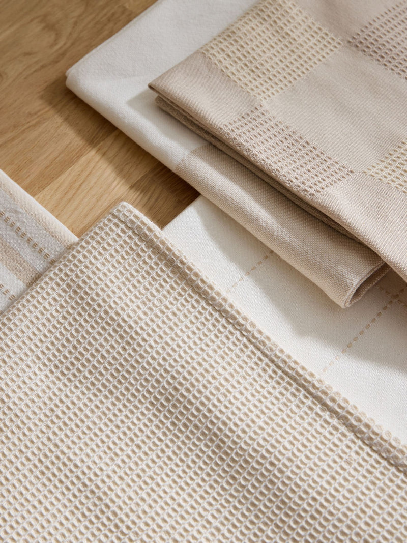 Set of 5 natural weave cotton tea towels, UK version