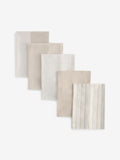 Set of 5 natural weave cotton tea towels, UK version