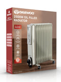 Daewoo oil filled radiator white 2500W, imported from the UK
