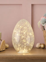 Next Lights4fun Crackle Glass Egg Shaped Decorative Light 21cm- Buy online at McGrocer