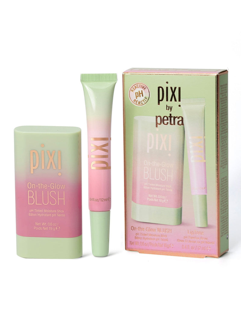 Pixi skincare gift set with On-the-Glow blush and LipTone, imported from the UK