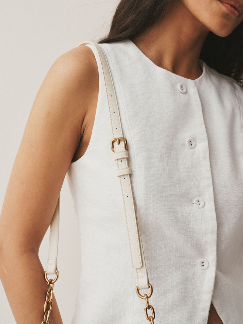 Raffia effect cross-body bag with gold clasp (British brand)