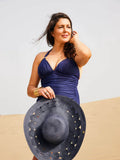 Seaspray sun hat blue cut out detail 33cm, imported from the UK