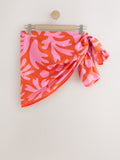 Pink orange abstract print multiway scarf sarong from a British brand