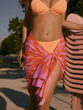 Pink orange abstract print multiway scarf sarong from a British brand