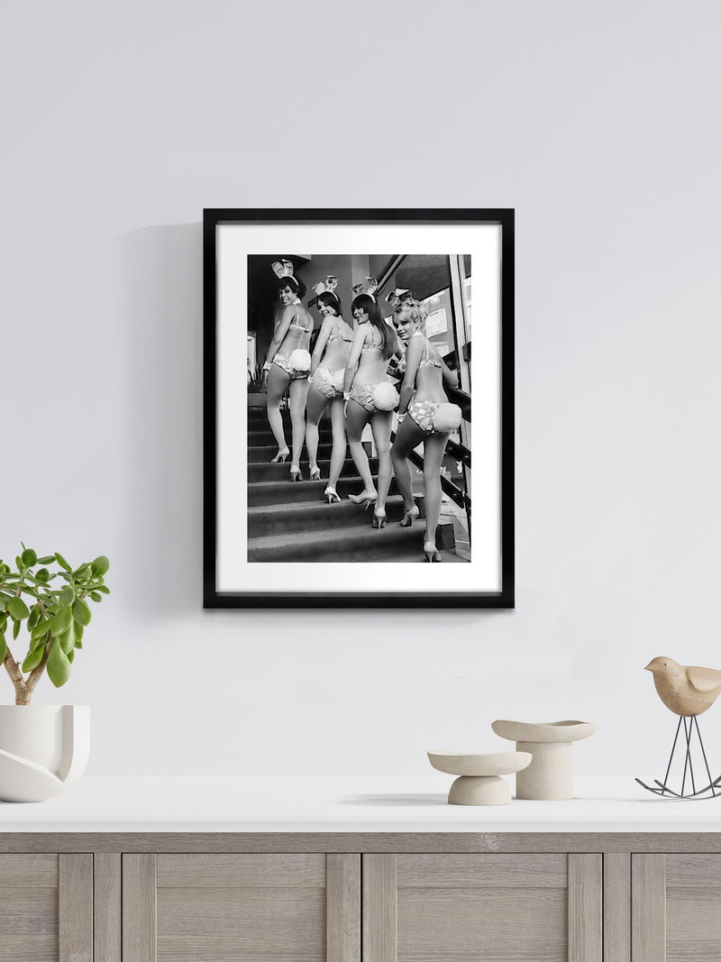 Brookpace Lascelles bunny wall art black white girls 40x50cm (British brand)