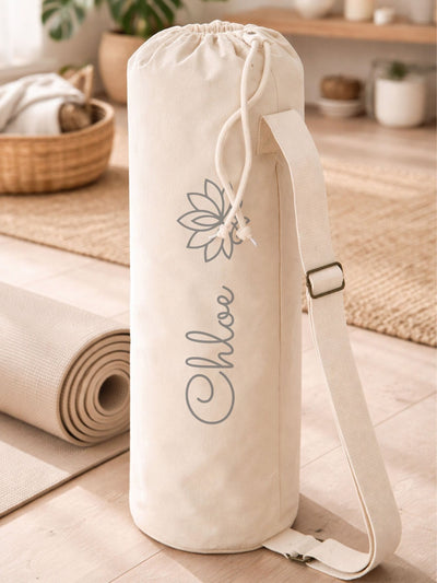 Next Loveabode Natural Personalised Lotus Flower Yoga Mat Bag 16L- Buy online at McGrocer