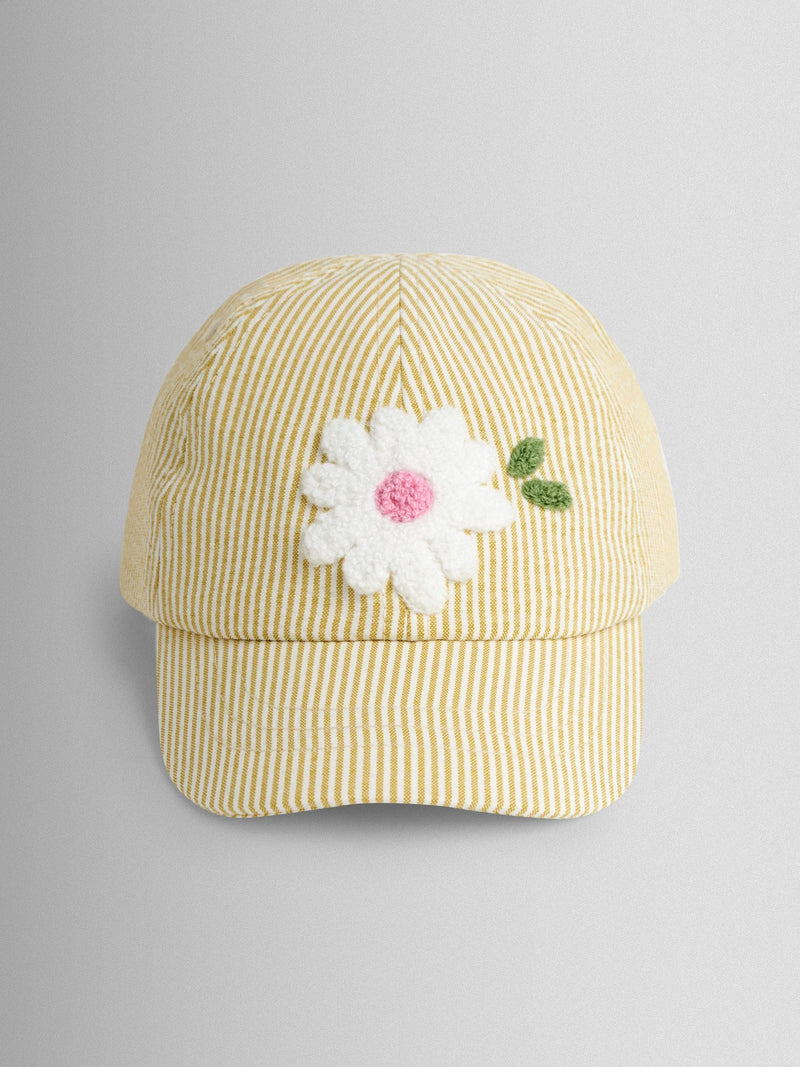 JoJo Maman Bébé Yellow Flower Bouclé cap, imported from the UK