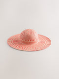Pink raffia oversized straw hat, imported from the UK