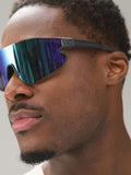 Black full visor polarised sport sunglasses, UK version