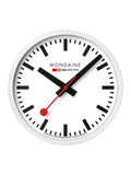 Mondaine white wall clock 25cm frame, imported from the UK