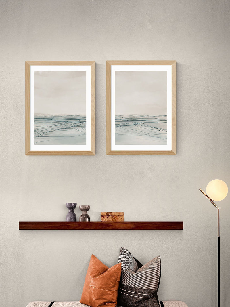 East End Prints oak still sea wall art set - British product