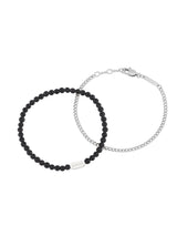Next Bartlett London Men's Waterproof Matt Black Onyx Duo Bracelet Set 19-20.5cm- Buy online at McGrocer