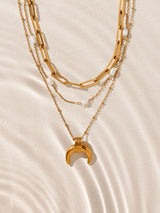 Next Gold Tone Stainless Steel Waterproof 3 Layer Pendant Necklace- Buy online at McGrocer