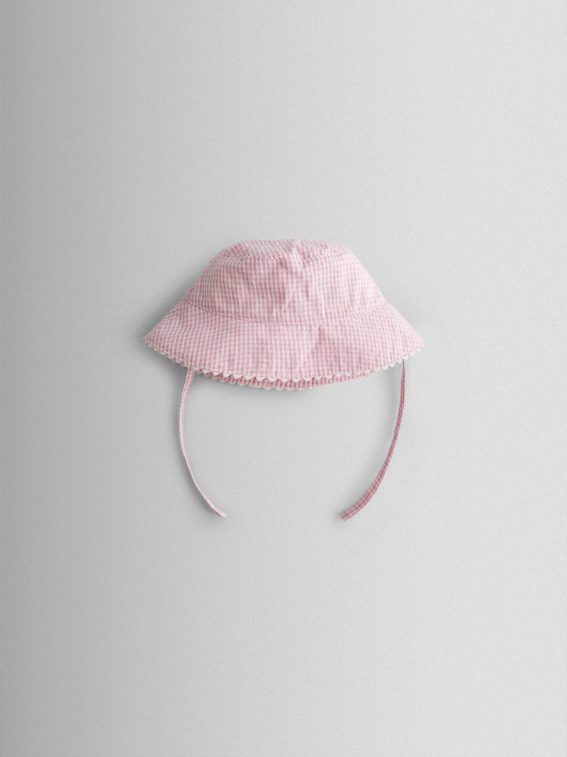 JoJo Maman Bébé pink gingham floppy sun hat - British product