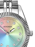 Women's 26mm Round Analogue Watch with Silver Bracelet and Sparkling Dial