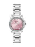 Silver Analogue Women's Watch with Stone-Set Bezel and Stainless Steel Bracelet, 30mm Case