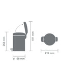 Brabantia Matt Black pedal bin 3L - British product
