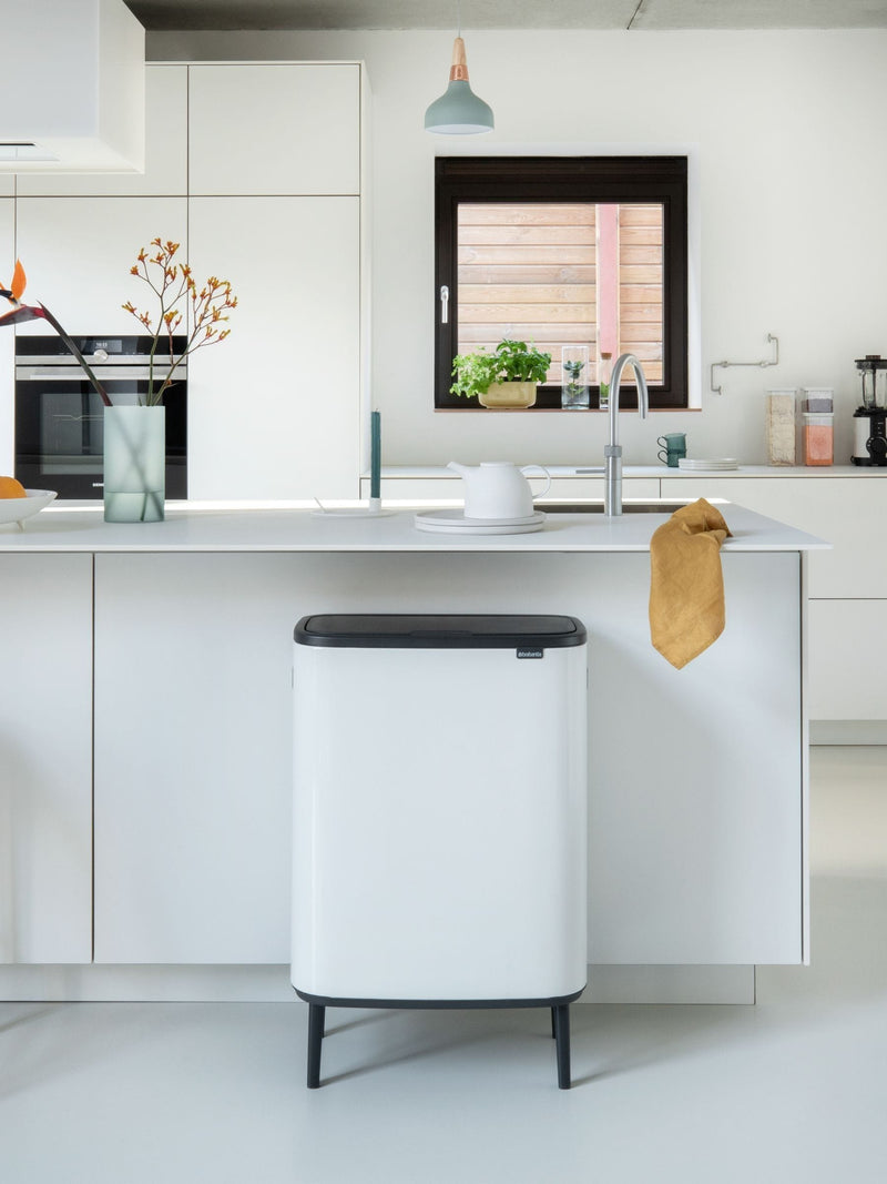 Brabantia White Bo Touch Bin Hi kitchen bin 60L - British product