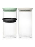 Brabantia transparent glass jars set of 3 0.3, 0.6 and 1.1 litre - British product