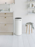 White Touch Bin with 30 Litre Capacity and Soft-Touch Opening System