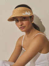 Next Natural Floral Embroidered Raffia Visor Hat- Buy online at McGrocer