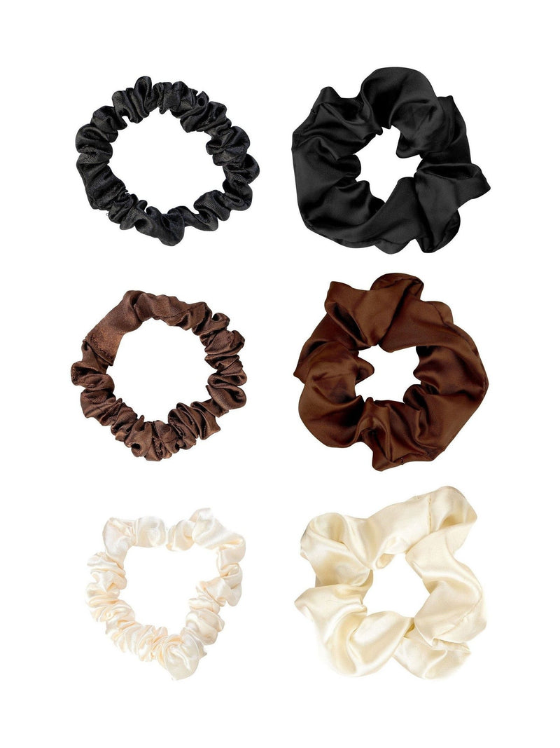 6-Piece Satin Scrunchie Set with Skinny and Standard Hair Ties