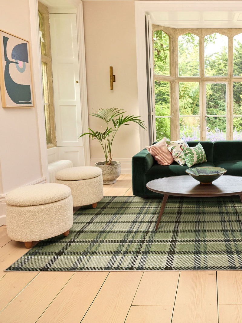 Hug Rug Green Isla Plaid rug, imported from the UK