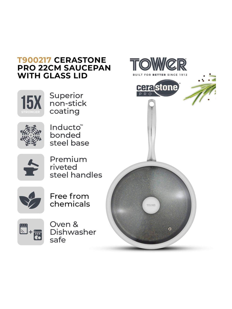 Tower Graphite Cerastone Pro 22cm saucepan (British brand)
