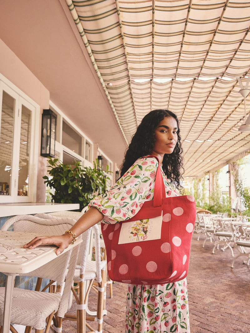 Cath Kidston red polka dot large market tote (British brand)