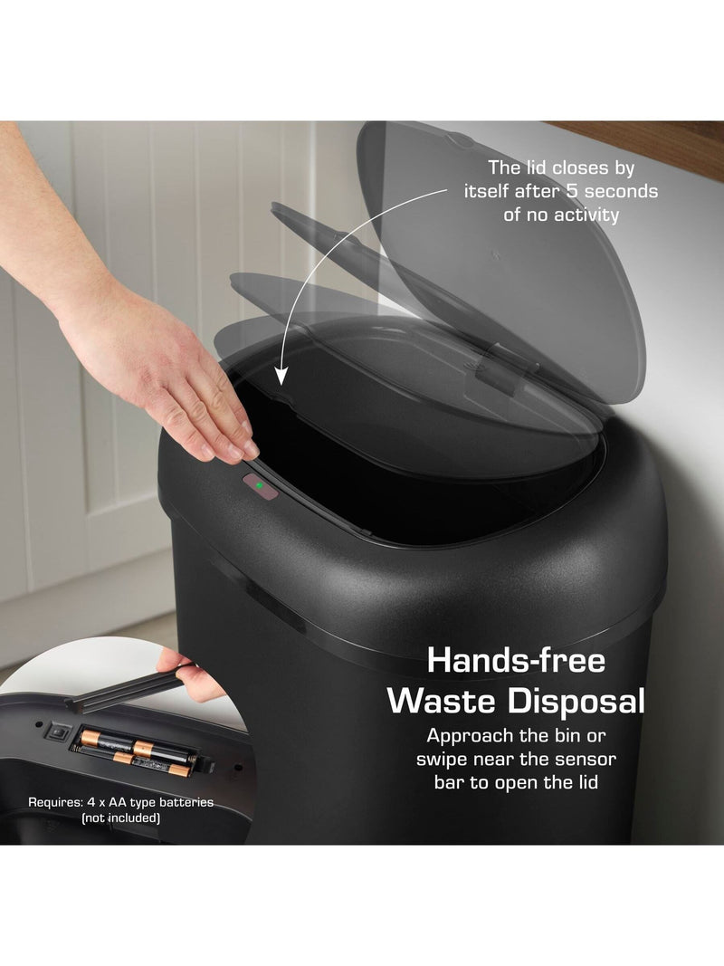 Swan Black Oval sensor bin 55L (British brand)