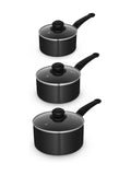 Swan Black Townhouse 3 Piece Saucepan Set
