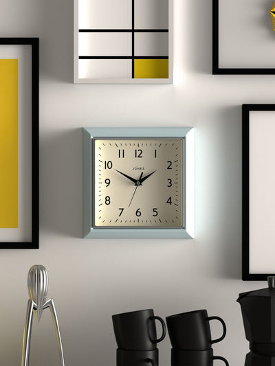 Next Jones Clocks Blue Retro Square Wall Clock- Buy online at McGrocer