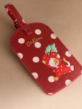 Cath Kidston red polka dot luggage tag apple kitten, imported from the UK
