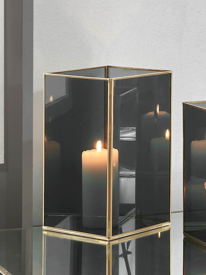 Pacific Lifestyle brass glass square candle holder - British product