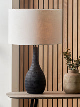 Next Ioan Engraved Wood Bottle Table Lamp- Buy online at McGrocer