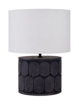 Next Pacific Black Cezara Embossed Wood Wide Table Lamp- Buy online at McGrocer