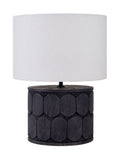 Pacific Cezara table lamp in wood and linen, imported from the UK