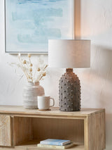 Next Pacific Grey Kali Textured Dot Stoneware Table Lamp- Buy online at McGrocer