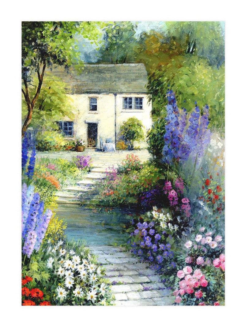 Laura Ashley Blue Cottage Flowers large wall art frame, UK version