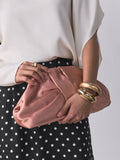 Pink snap clutch bag large satin feel - British product