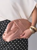 Pink snap clutch bag large satin feel - British product