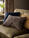 Brown cut velvet abstract zebra cushion 40x59cm, imported from the UK