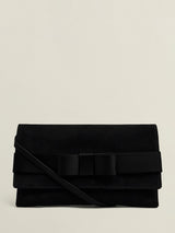 Next Hobbs Black Renata Bow Velvet Clutch- Buy online at McGrocer