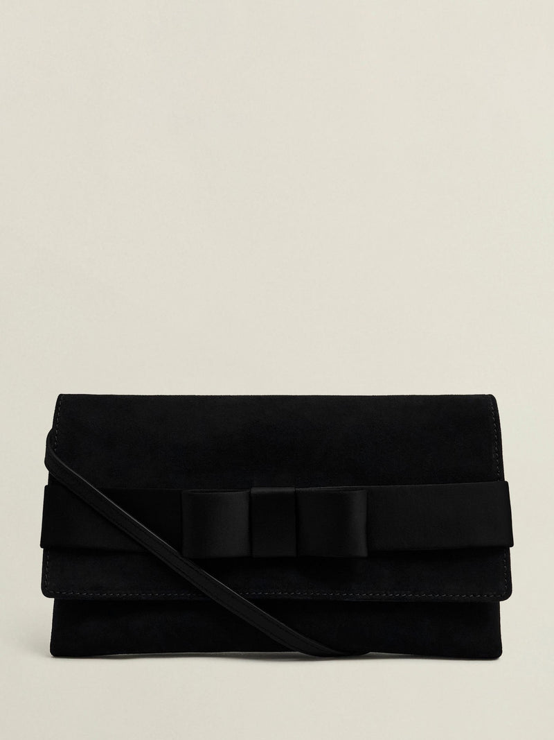 Hobbs Renata bow velvet clutch, imported from the UK