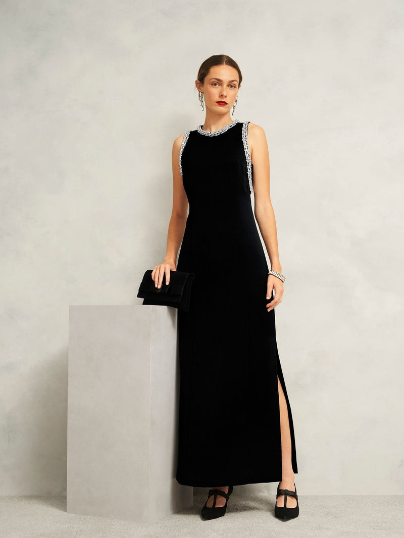 Hobbs Renata bow velvet clutch, imported from the UK