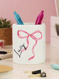 PMC personalised bow make-up brush holder 8cm - British product
